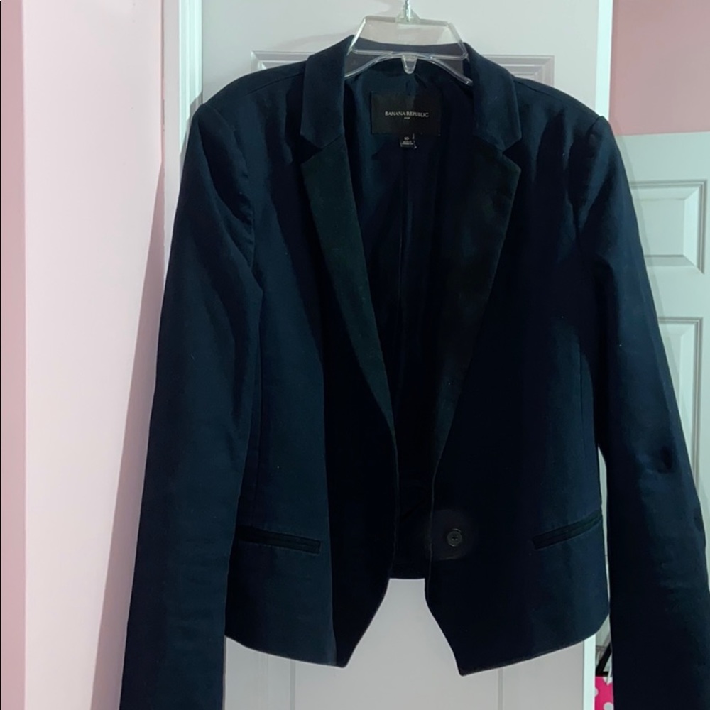 banana republic navy blue and black blazer